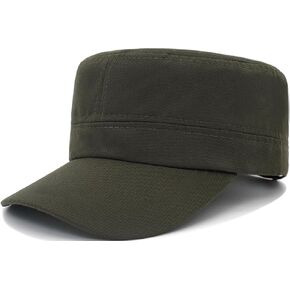 Lynmquober Cadet Army Cap Military Style Hat Basic Flat Top Caps for Men Women in Kuwait