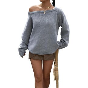 SKAYS Women's 2025 Off The Shoulder Sweater Oversized Chunky Sweater Loose Long Sleeve Trendy Cute Pullover Fall Outfits in Saudi Arabia
