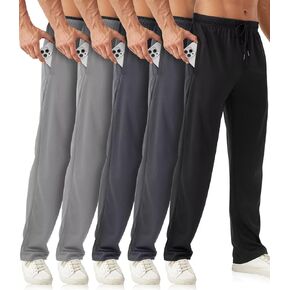 OZYJD Mens Sweatpants with Zipper Pockets 5 Pack Mens Joggers for Men Open Bottom Mesh Athletic Pants for Workout,Running in Saudi Arabia