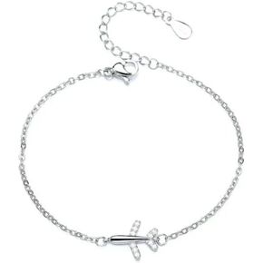 925 Sterling Silver Airplane Necklace, Airplane Necklace For Women, Plane Necklace For Women, Sets Necklace Earrings Rings Bracelets, Travel Aircraft Necklace, Ladies Women Gifts in Saudi Arabia