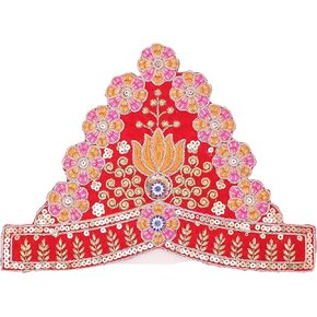 Mukut Set God Goddess Made of Velvet Cloth Stone for Devi Maa/Radha Krishna Haar Sringar Set Deities jewelry Indian traditional Ganpati Ganesha Festival Set for All Idol Statue (Size:-4")(Multicolour) in Saudi Arabia