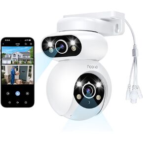 Noorio Dual Lens 2K Camera Camera Outdoor ، خارج كاميرات خارجية للمكونات الإضافية للأمن المنزلي ، تتبع تلقائي 360 درجة ، الرؤية الليلية الملونة ، 24/7 تسجيل ، 2.4 جرام واي فاي فقط in Kuwait