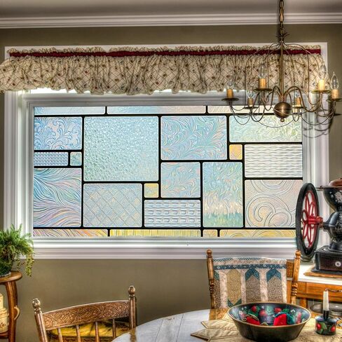 Decorative Window Film 39.3x17.7 Inch Static Cling Frosted Privacy Film for Window Glass Door Bathroom Kitchen Diamond Pattern No Glue Adhesive-Free Glass Decor in Kuwait