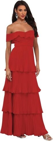 RBPAAB قبالة الكتف الكشكشة المتدرجة فساتين وصيفة الشرف 2026 الشيفون الطيات فستان سهرة رسمي فستان حفلات طويل in Kuwait