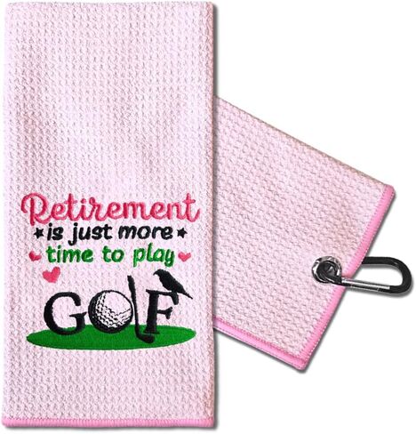 TOUNER Let's Par Tee Embroidered Golf Towels For Golf Bags With Clip, Funny Pink Golf Towel Gifts For Aunt Daughter Sister Neighbor, Golf Accessories For Women, Mother's Day Christmas Golf Lover Gifts in Kuwait