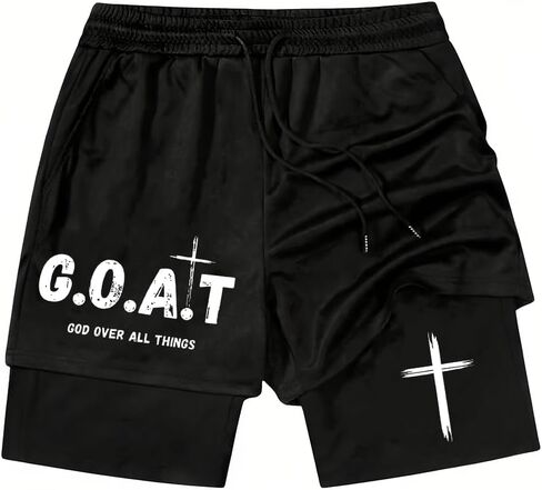 شورت رجالي جرافيك God Over All Things، شورت كريستيان يسوع كروس تراك in Kuwait
