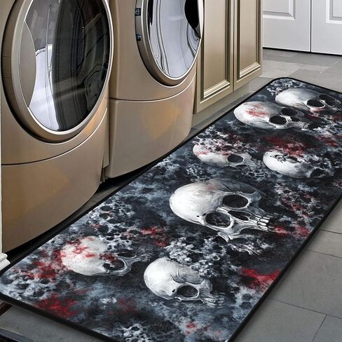 Skull Kitchen Room Mat, Kitchen Area Rug 20''x59'' Laundry Room Rug Runner, Floor Matfor Bathroom, and Mudroom in Saudi Arabia