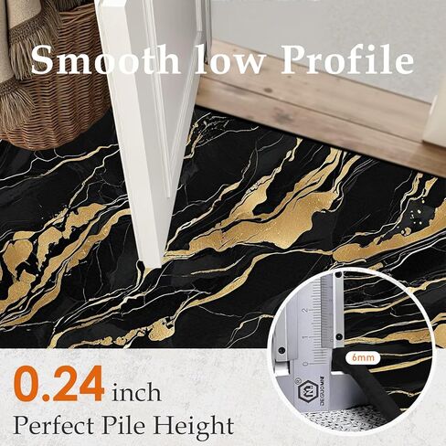 Lveesto Black and Gold Rug for Living Room, 5'x7' Washable Marble Rug for Bedroom and Dining Room, Modern Aesthetic Abstract Carpet Cashmere Black Gold Marble Carpet for Home Decor in Saudi Arabia