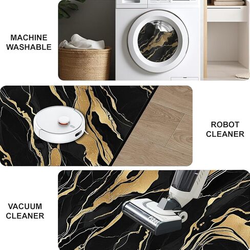 Lveesto Black and Gold Rug for Living Room, 5'x7' Washable Marble Rug for Bedroom and Dining Room, Modern Aesthetic Abstract Carpet Cashmere Black Gold Marble Carpet for Home Decor in Saudi Arabia