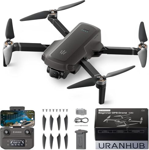 UranHub G30 Drones with Camera for Adults 4k, GPS Beginner Drones with 31-Min Flight Time, Beginner Mode/Auto Return/Brushless Motor/Intelligent Flight, Cool Toys Gift for Men Boys(Under 249 g) in Kuwait