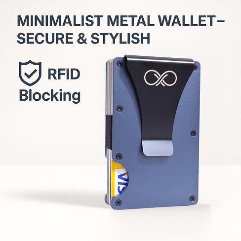 EPIAGORA Minimalist Slim Wallet – RFID Blocking Aluminum Card Holder for Men with Money Clip, Durable Metal Design in Saudi Arabia