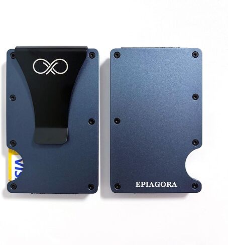 EPIAGORA Minimalist Slim Wallet – RFID Blocking Aluminum Card Holder for Men with Money Clip, Durable Metal Design in Saudi Arabia