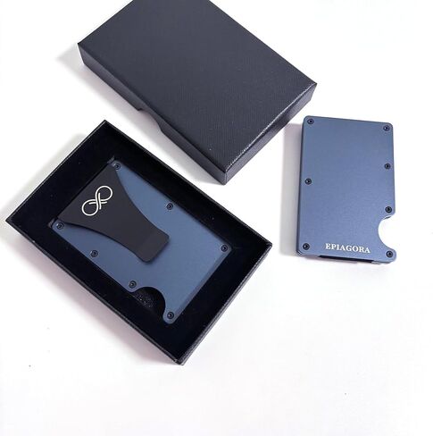 EPIAGORA Minimalist Slim Wallet – RFID Blocking Aluminum Card Holder for Men with Money Clip, Durable Metal Design in Saudi Arabia