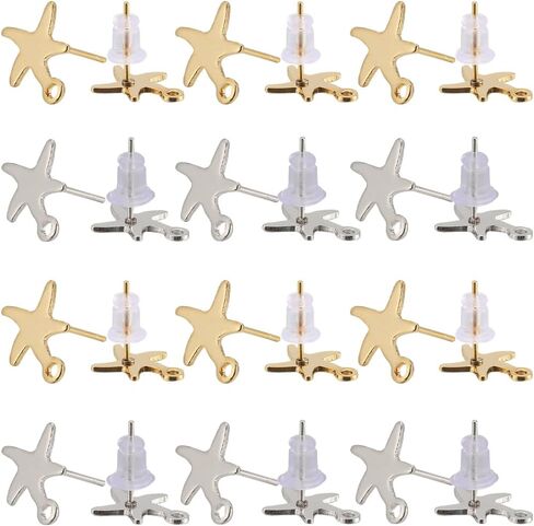 Sunnyclue 1 Box 100PCS Star Encring Posts 24K Gold Plated and Sterling Silver Plenting Earrings Accorings with Stars Stars Starring for Making Jewelry Making Accessories Diy Dangle Strains in Kuwait