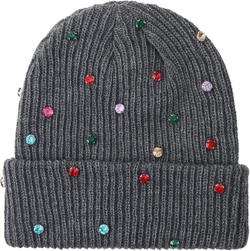 Julpsk Luxury Shiny Rhinestone Beanie Winter Daily Cuffed Ribbed Knit Hat for Women Men in Saudi Arabia
