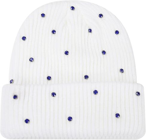 Julpsk Luxury Shiny Rhinestone Beanie Winter Daily Cuffed Ribbed Knit Hat for Women Men in Saudi Arabia