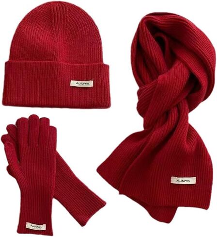Cyihual Winter Beanie Hat Knit Scarf Touchscreen Gloves Set for Women Gift Set in Saudi Arabia