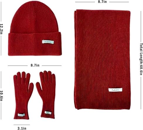 Cyihual Winter Beanie Hat Knit Scarf Touchscreen Gloves Set for Women Gift Set in Saudi Arabia
