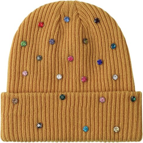 Julpsk Luxury Shiny Rhinestone Beanie Winter Daily Cuffed Ribbed Knit Hat for Women Men in Saudi Arabia