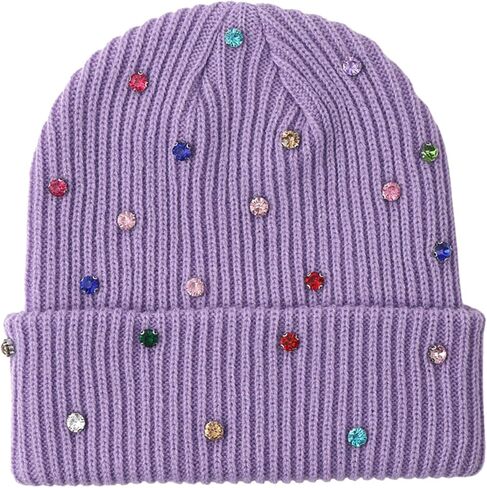Julpsk Luxury Shiny Rhinestone Beanie Winter Daily Cuffed Ribbed Knit Hat for Women Men in Saudi Arabia