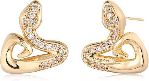 VACRONA الذهب الأفعى وأقراط للنساء 14K مطلية بالذهب زركون مكعب اليدوية العصرية الذهب مجوهرات هيبوالرجينيك in Kuwait