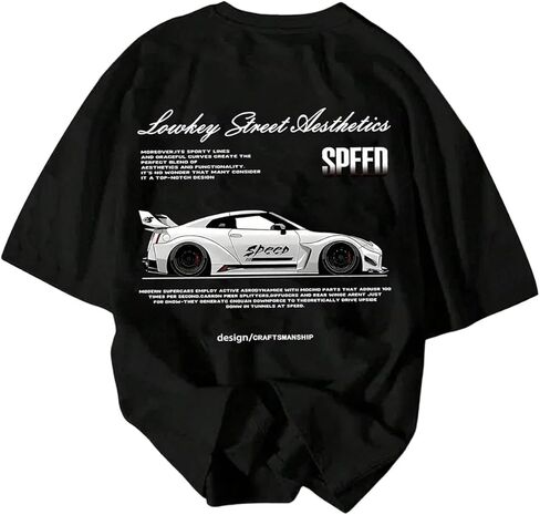 Men's Graphic Car Print Tees Letter Crewneck Short Sleeve T Shirts Streetwear Tops Y2K Summer Tops in Saudi Arabia