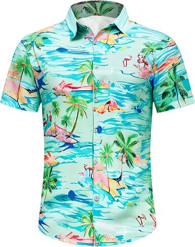 XPIZH Hawaiian Shirt for Men Short Sleeve Button Down Shirt Tropical Print Casual Shirt for Beach Vacation Summer Party in Saudi Arabia