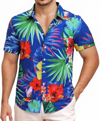 XPIZH Hawaiian Shirt for Men Short Sleeve Button Down Shirt Tropical Print Casual Shirt for Beach Vacation Summer Party in Saudi Arabia