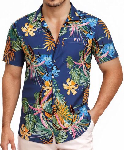 XPIZH Hawaiian Shirt for Men Short Sleeve Button Down Shirt Tropical Print Casual Shirt for Beach Vacation Summer Party in Saudi Arabia