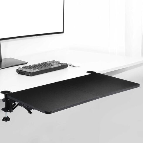 Foldable Desk Extender 24 x 12 Inch Keyboard Tray Keyboard Extender for Desk Table Mount Arm Rest Shelf Foldable Keyboard Drawer Tray for Dorm, Office, Kitchen Bar, RV Countertop, Black in Saudi Arabia