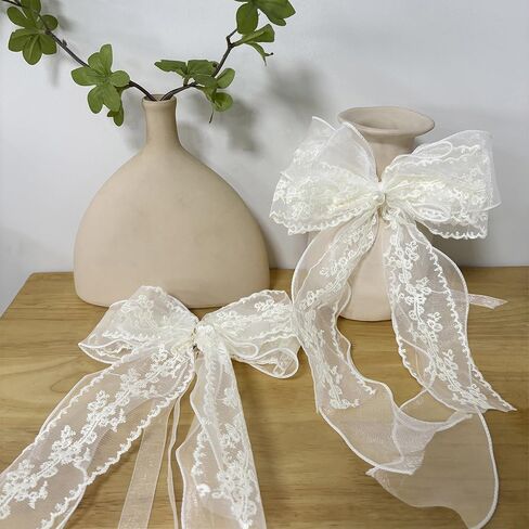 2 PCS Bowknot Curtain Tiebacks, Bow Curtain Holdbacks Buckles with Pearls, Butterfly Curtain Ties for Boho Bedroom Decor, Baby Nursery Decor, Farmhouse Decor (Beige) in Kuwait