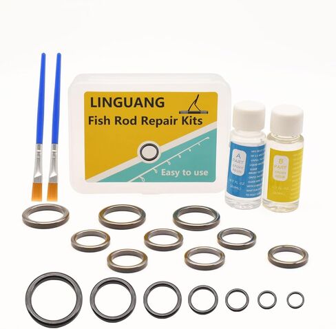 LINGUANG 160pcs Fishing Rod Black Ceramic Eye/Eyelit Repair Kit Accessories Full-Size 4#-30#，Pole Porcelain Eyelets Hole Replacement, in Saudi Arabia