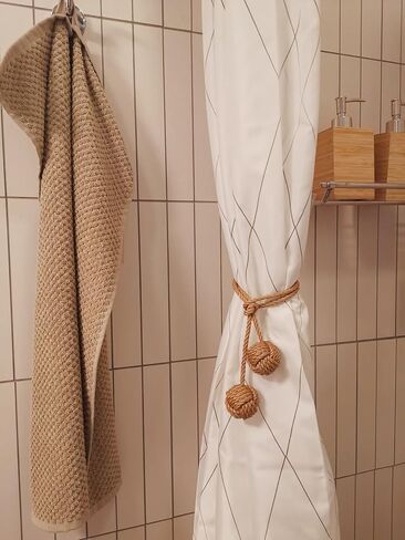 Natural Jute Rope Curtain Tiebacks, 4 Pack Handmade Adjustable Curtain Holdbacks for Thin to Thick Curtains，Decorative Curtain Tie Backs for Draperies, Boho Farmhouse Outdoor Style No Drill for Home in Saudi Arabia
