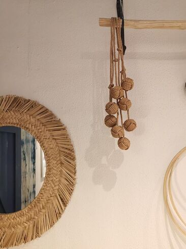 Natural Jute Rope Curtain Tiebacks, 4 Pack Handmade Adjustable Curtain Holdbacks for Thin to Thick Curtains，Decorative Curtain Tie Backs for Draperies, Boho Farmhouse Outdoor Style No Drill for Home in Saudi Arabia