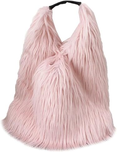 Tote Bags for Women Faux Fur Y2K Hobo Handbag Fuzzy Furry Shoulder Purse in Saudi Arabia