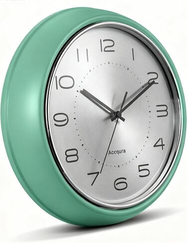 Accqura 12 Inch Vintage Retro Wall Clock, Silent Non-Ticking Metal Dial & Domed Glass Battery Operated, Design for Kitchen Living Room, Bedroom,Office (Sage Green) in Saudi Arabia