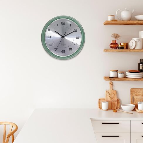 Accqura 12 Inch Vintage Retro Wall Clock, Silent Non-Ticking Metal Dial & Domed Glass Battery Operated, Design for Kitchen Living Room, Bedroom,Office (Sage Green) in Saudi Arabia