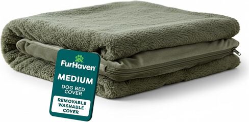 Furhaven Orthopedic Dog Bed for Large/Medium Dogs w/ Removable Bolsters & Washable Cover, For Dogs Up to 55 lbs - Plush & Velvet Waves Perfect Comfort Sofa - Celadon Green, Large in Saudi Arabia
