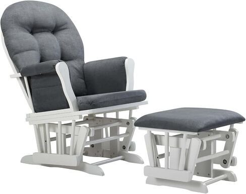 Southwestern Style Glider Set 28" W x 32" D x 38" H Includes Comfortable Glider Rocking Chair and Matching Ottoman Cushions, Perfect for Cozy Nurseries or Living Room Relaxation in Kuwait