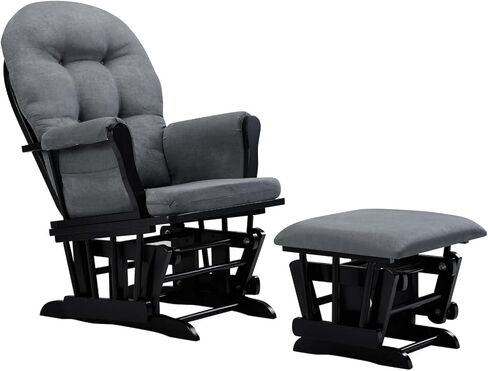Southwestern Style Glider Set 28" W x 32" D x 38" H Includes Comfortable Glider Rocking Chair and Matching Ottoman Cushions, Perfect for Cozy Nurseries or Living Room Relaxation in Kuwait
