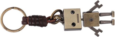 CUTE ROBOT KEYCHAIN HANDWOVEN FAUX COWHIDE STRAP DECORATION BIRTHDAY CHRISTMAS PARTY in Saudi Arabia