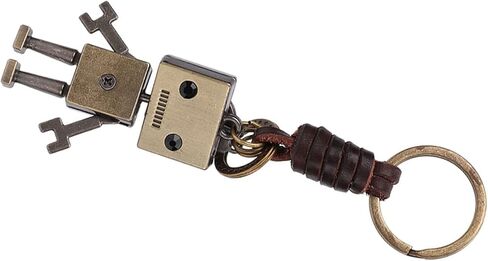 CUTE ROBOT KEYCHAIN HANDWOVEN FAUX COWHIDE STRAP DECORATION BIRTHDAY CHRISTMAS PARTY in Saudi Arabia