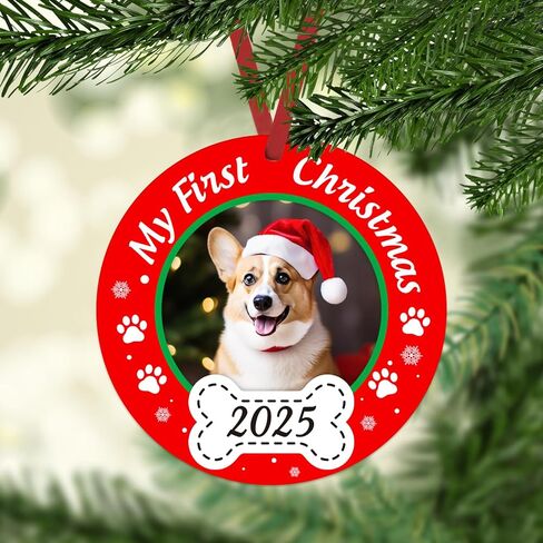 JUESMOS Dog First Christmas Photo Frame Ornament 2025 Personalized My Fur Baby's 1st Christmas Picture Frame Ornaments Gift for Dog Dad Mom Puppy Pet Lover My First Xmas Ornaments for Tree in Saudi Arabia