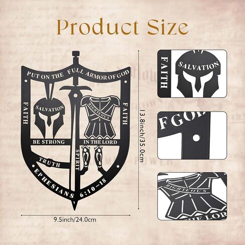 Prmstp Unique Metal Armor Of God Wall Decor, Religious Christian Wall Art, Ephesians 6:11 Spiritual Inspirational Decoration, Gift For Home Office Room Prayer Space in Saudi Arabia