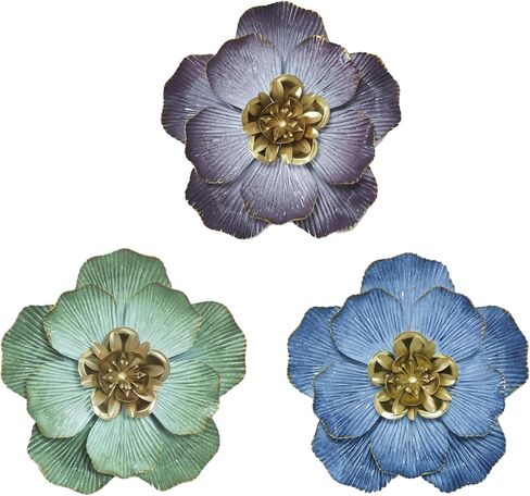 10 Inch Large Metal Flower Wall Art Multiple Layer Home Wall Decor for Outdoor Bedroom Living Room Office Garden Set of 3 in Saudi Arabia