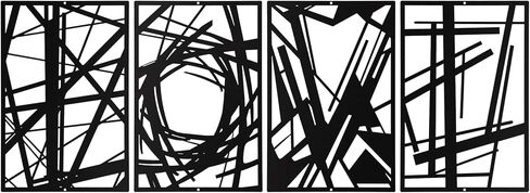 sanwarm 2 قطعة معدنية حديثة مخططة خط موجة ديكور الحائط، جدار الفن الديكورات السوداء مجردة الغابات الجبلية الطبيعة الحد الأدنى شنقا الديكور للمنزل الحمام غرفة المعيشة غرفة نوم حديقة مكتب in Kuwait