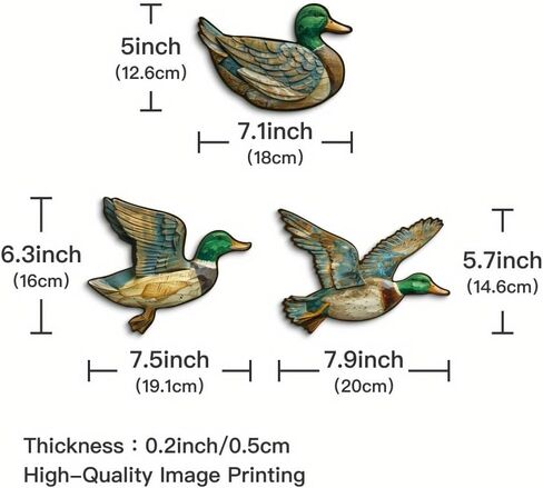 Rustic Duck Wall Decor Set of 3 – Vintage Mallard Flying and Swimming Wooden Accents for Living Room Cabin Lodge Lake House in Saudi Arabia
