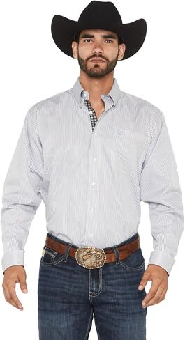 Cinch Men's Striped Long Sleeve Button-Down Western Shirt Big - MTW106003X 3X White in Saudi Arabia