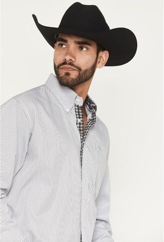 Cinch Men's Striped Long Sleeve Button-Down Western Shirt Big - MTW106003X 3X White in Saudi Arabia
