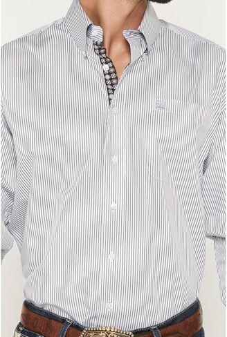 Cinch Men's Striped Long Sleeve Button-Down Western Shirt Big - MTW106003X 3X White in Saudi Arabia
